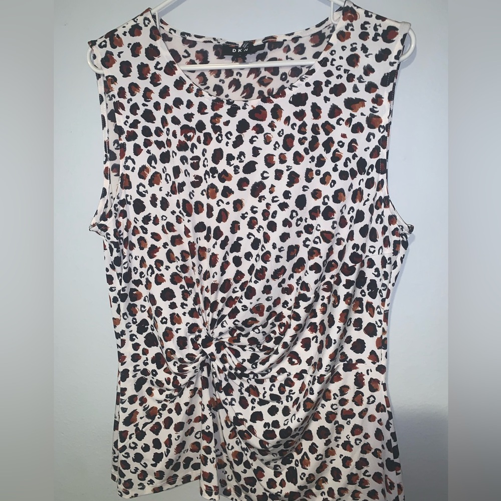 DKNY Leopard Print Sleeveless Blouse
